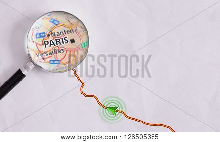 Concept Travel Route Destined For Paris