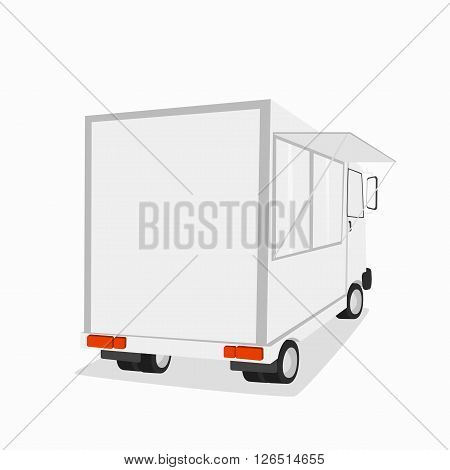 Van ice cream. Hamburger truck. Shop on wheels. Vector illustration. Isolated on white background