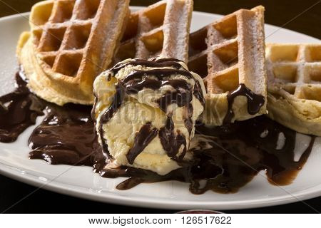 Waffles With Ice Cream