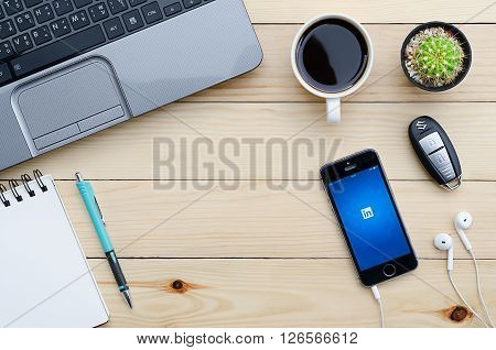 CHIANGMAI THAILAND -JANUARY 25 2016:Linkedin is a social networking website for people in professional occupations. As of June 2013 more than 259 million users in more than 200 countries.