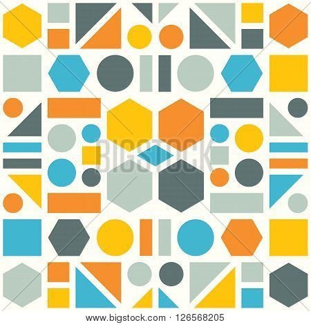 Colorful pattern of geometric shapes. Vector seamless background. Geometric figure seamless pattern.