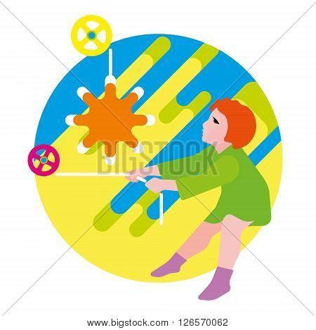 Girl raises the sun. Spring and romance