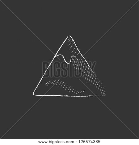 Mountain. Drawn in chalk icon.