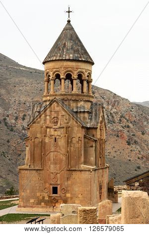 Ancient monastery Noravank in the mountains in Amaghu valley, Armenia. Was founded in 1205. 