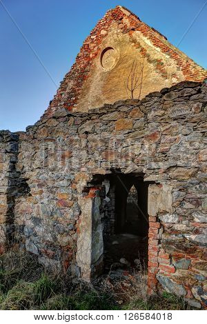 Front part of the old abandoned manor
