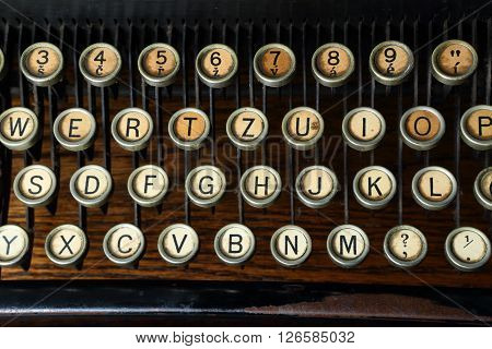 Historic czech typewriter keyboard detail - horizontal
