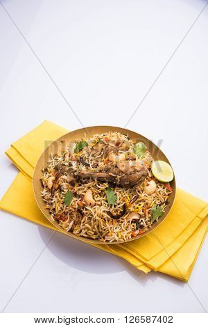 chicken biryani with leg piece, a favourite non veg dish in india