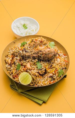 chicken biryani with leg piece, a favourite non veg dish in india