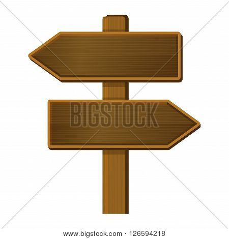 Wooden Arrow Signpost on White Background. Vector illustration