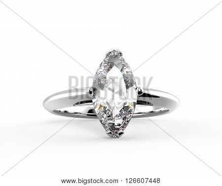 Wedding ring with diamond isolated on white background. Fashion jewelery. 3d digitally rendered illustration