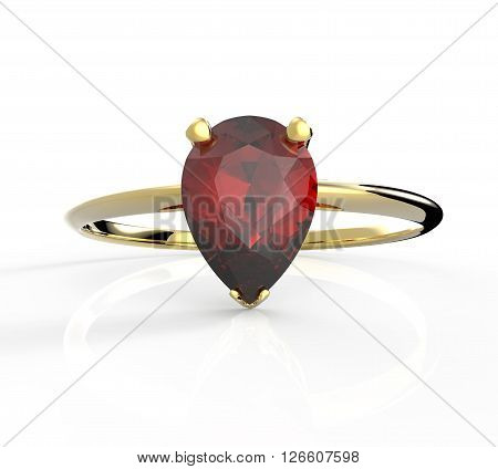 Wedding ring with diamond on a white background. Fashion jewelery. 3d digitally rendered illustration