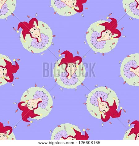 Seamless background with Clowns or Jokers, vector illustration
