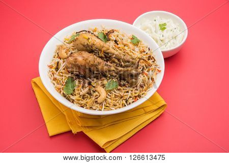 chicken biryani with leg piece, favourite non veg dish in india and pakistan
