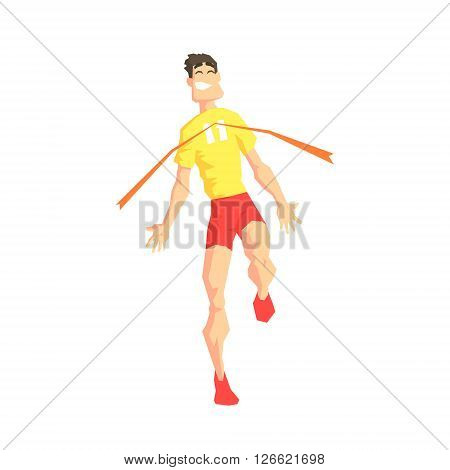 Race Winner Cool Cartoon Style Geometrical Flat Vector Illustration Isolated On White Background