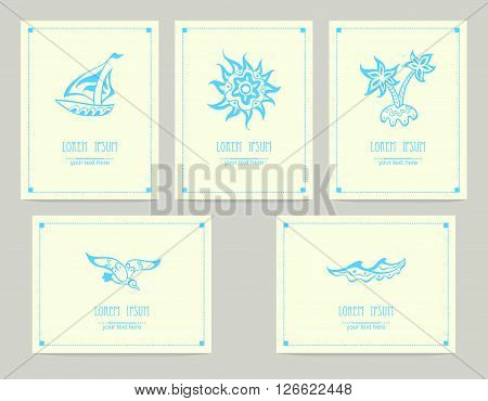 set of cards with sea travel symbols