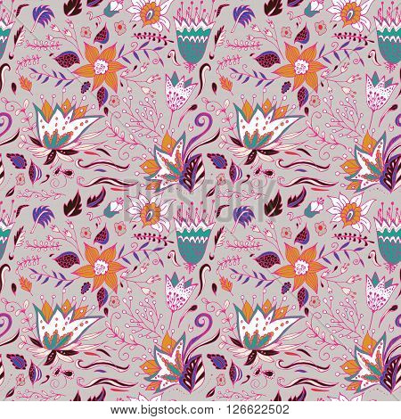 Abstract elegance seamless floral pattern. Beautiful flower texture. Bright colors.