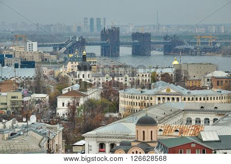 Kiev Ukraine - November 6 2010: view to the district of Podil