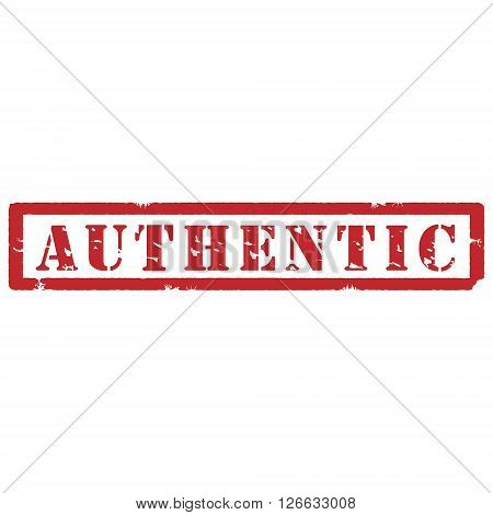 Vector illustration red grunge rubber stamp with text authentic isolated on white background