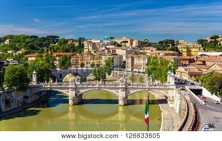 Rome city over the Tiber river - Italy