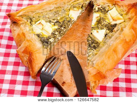Spinach And Feta Cheese From High Angle View