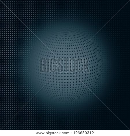 Dark geometric abstract vector background in the form of a sphere