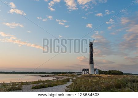 Sorve lighthouse at sunset light, island of Saaremaa, Estonia.