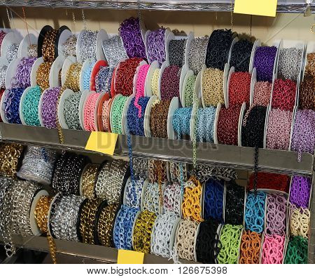 Necklaces For Sale Per Meter In The Wholesaler's Shop