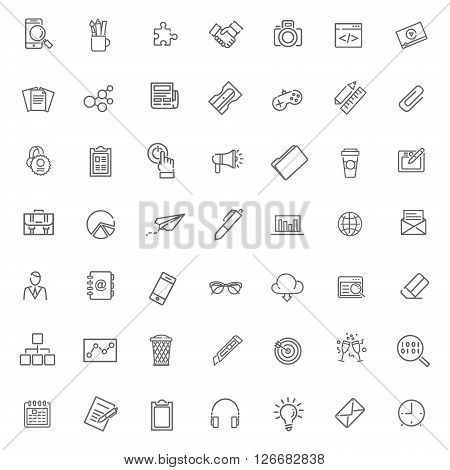 Thin outline icons set. Icons for business and digital marketing