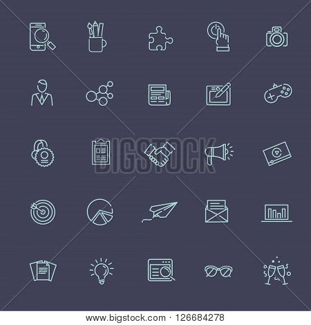 Thin outline icons set. Icons for business and digital marketing