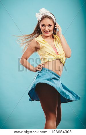 Retro Pin Up Girl Talking.
