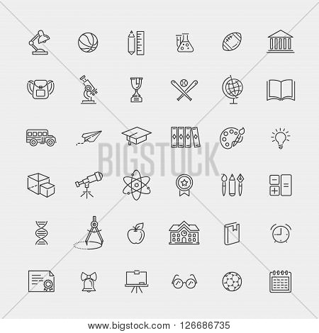 Outline vector line icon collection - School education