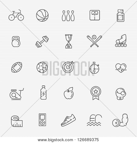 Outline web vector outline icon set - sport and fitness