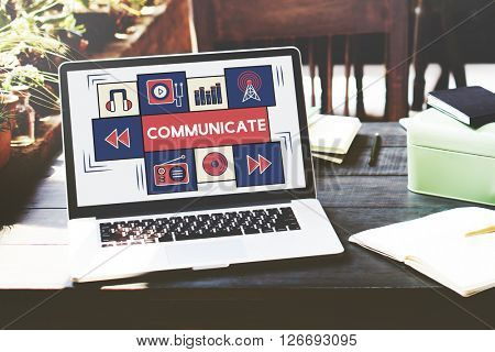 Broadcast Communicate Music Icon Connection Concept