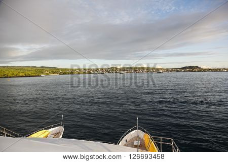 Arriving at Port Baquerizo Moreno on Isla San Cristobal Galapagos