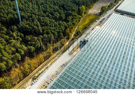 Aerial View On The Greenhouse