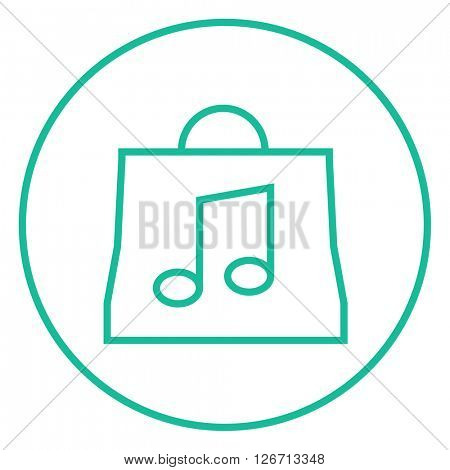 Bag with music note line icon.