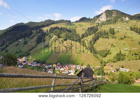 Summer morning landscape in the carpathian countryside