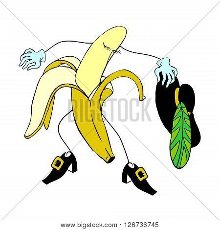 Banana musketeer. Colored vector illustration. Banana musketeer.