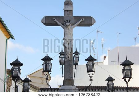 Cristo de los faroles in the Capuchinos Square of Cordoba - Spain.
