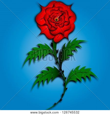 Vector illustration Rose and Dew, nature, flower