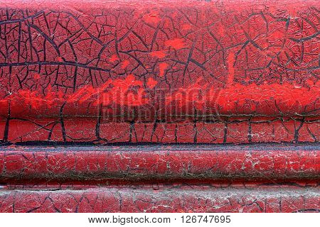 Cracked Red Paint On Grunge Metal Surface - Macro 13