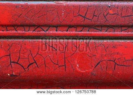 Cracked Red Paint On Grunge Metal Surface - Macro 10