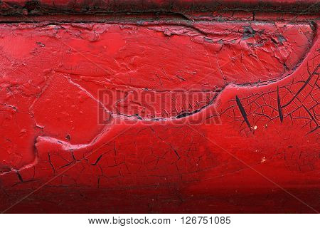Cracked Red Paint On Grunge Metal Surface - Macro 8