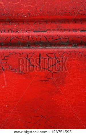 Cracked Red Paint On Grunge Metal Surface - Macro 4