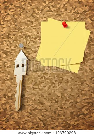 Vector Concept Illustration With Key and Blank Sticker for Your Message Eps 10 Vector Gradient Mrsh and Transparency Used