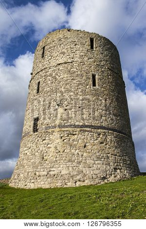 A view of the historic remains of Hadleigh Castle in Essex England.
