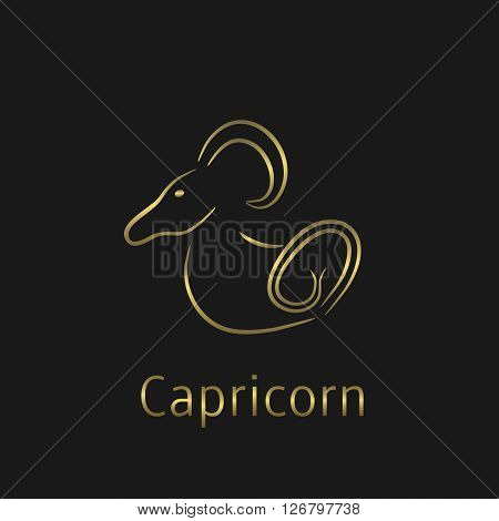 Capricorn Zodiac sign. Capricorn abstract symbol. Capricorn golden icon