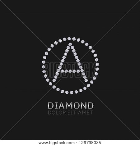 Letter A with diamonds. Expensive, presious symbol. Luxury logo