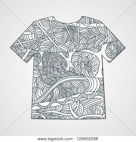 Hand drawn doodle pattern. Abstract print on a T-shirt.
