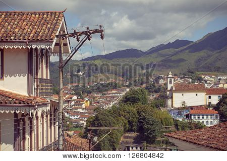 streets of the famous historical town Ouro Preto Minas Gerais Brazil